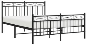 Estrutura de cama com cabeceira e pés 140x200 cm metal preto