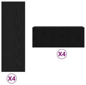 Conjunto de 8 Cabines de TV Carvalho Preto Madeira de Engenharia