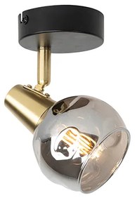 Projetores Art Deco dourado com vidro fumê - Vidro Art Deco