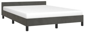 Estrutura de cama c/ cabeceira 140x190cm veludo cinzento-escuro