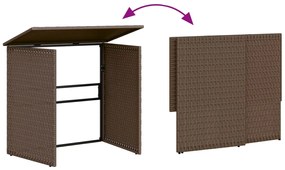 Sofá de jardim forma de L c/ mesa e almofadões vime PE castanho