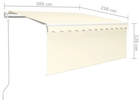 Toldo retrátil automático com estore 3x2,5 m cor creme