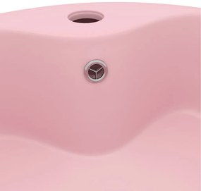 Lavatório com extravasamento 36x13 cm cerâmica rosa mate