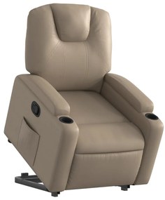 Poltrona reclinável elevatória couro artificial cor cappuccino