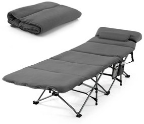 Cama de campismo de viagem dobrável com colchão e almofada amovíveis Capacidade de carga de 150 kg Espreguiçadeira portátil para adultos 185 x 65 x 41