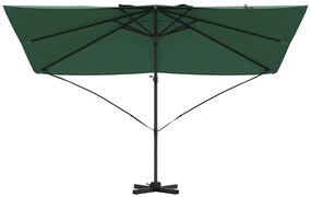 Guarda-Sol Cantilever Roma Verde 352x251x260 cm em Alumínio