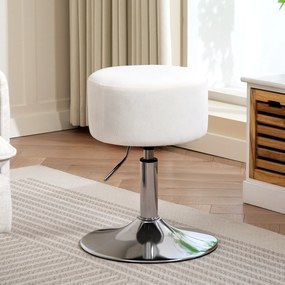 Banco de toucadou ou cozinha  Ajustável em Altura 52-66 cm Estofado em Veludo Giratória a 360° Branco