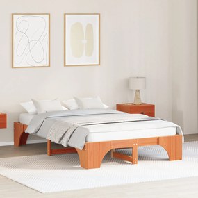 Cama de Madeira Castanho Encerado Madeira maciça 140 x 190 cm