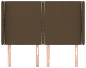 Cabeceira cama c/ abas tecido 147x16x118/128 cm castanho-escuro