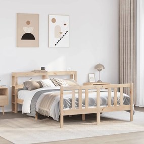 vidaXL Estrutura cama c/ cabeceira 140x190 cm pinho maciço