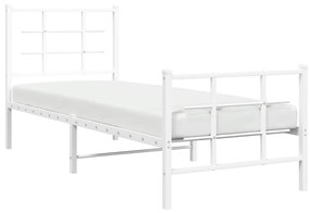 Estrutura de cama com cabeceira e pés 80x200 cm metal branco