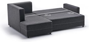 Sofá-Cama de Canto Ece – Antracite – 242 cm x 88 cm x 90 cm