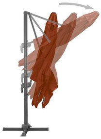 Guarda-sol de jardim cantilever c/ poste de alumínio terracotta