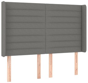 Cama box spring c/ colchão e LED 140x200 cm tecido cinza-escuro