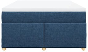 Cama com molas/colchão 160x200 cm tecido azul