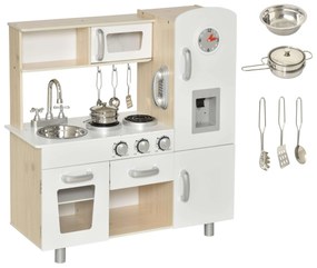 HOMCOM conjunto de brinquedo de cozinha para crianças acima de 3 anos inclui acessorios  74x30x81cm Branco