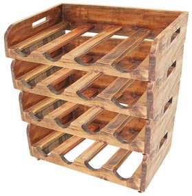 244491 vidaXL Garrafeiras para 16 garrafas 4 pcs madeira recuperada maciça