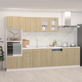 vidaXL 7 pcs conj. armários cozinha contraplacado cor carvalho sonoma