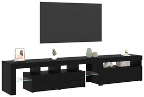 Armários para TV vidaXL 2 pcs com Luzes LED Carvalho Preto Madeira Eng