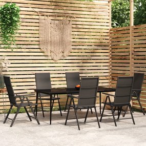 vidaXL 7 pcs conjunto de jantar para jardim preto