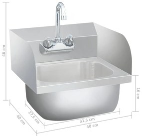 Lavatório comercial com torneira aço inoxidável