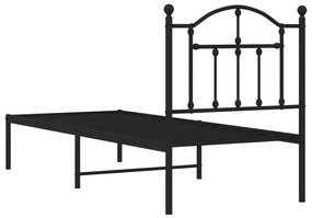 Estrutura de cama com cabeceira 75x190 cm metal preto