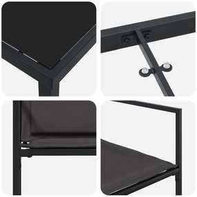 Conjunto de Jantar de 9 Peças para Jardim com Almofadas Preto Textilen
