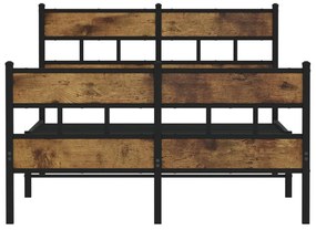 Estrutura de cama sem colchão 120x200 cm metal carvalho fumado