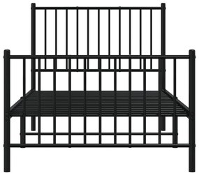 Estrutura de cama com cabeceira e pés 90x190 cm metal preto
