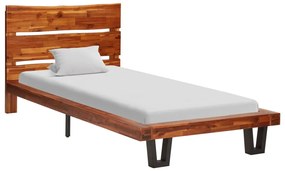 vidaXL Estrutura de cama c/ aresta viva madeira de acácia maciça 90 cm