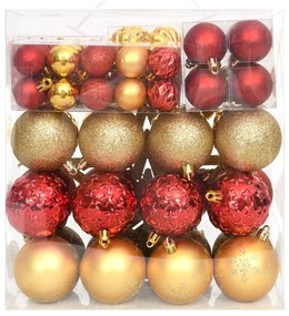 70 pcs conjunto de enfeites de Natal dourado e vermelho