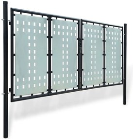Portão de cerca com porta única 300x175 cm preto
