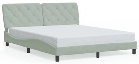 Estrutura de cama c/ luzes LED 160x200 cm veludo cinzento-claro