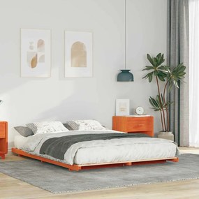 vidaXL Estrutura de cama de chão Castanho-mel 140 x 200 cm