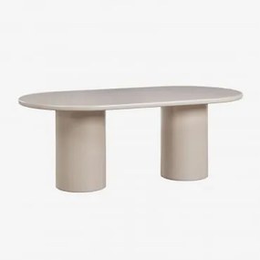Oval Dining Table 200x100 Cm In Mdf Rodeo Tapioca Bege - Sklum