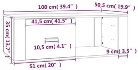 Mesa de centro 100x50,5x35cm derivados madeira branco brilhante