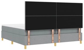 Cama Box Spring com Colchão Cinza Claro 200x200 cm Tecido