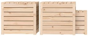 3 pcs conjunto de caixas de jardim madeira de pinho maciça