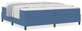 Cama Box Spring com Colchão, Azul, 200x200 cm, Tecido de Veludo Cotelê
