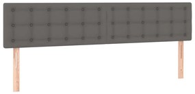 Cabeceira cama c/ LED 180x5x78/88cm couro artificial cinzento