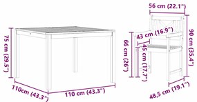 Conjunto de Jantar para o Jardim 5 Peças em Madeira de Acácia