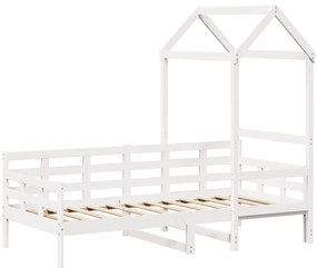 Sofá-cama c/ telhado 90x190 cm madeira de pinho maciça branco