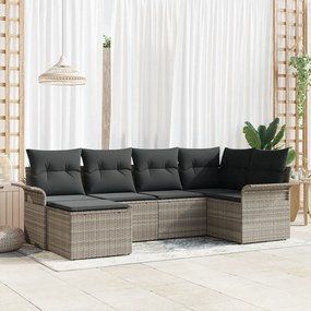 Conjunto de 6 Peças de Sofá de Jardim com Almofadas Cinza Claro Rattan