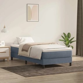 Cama com molas/colchão 90x220 cm veludo cinzento-escuro