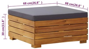 Conjunto mesa e apoio de pés jardim c/ almofadão acácia maciça