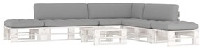 vidaXL 6 pcs conj. lounge paletes + almofadões pinho impregnado branco