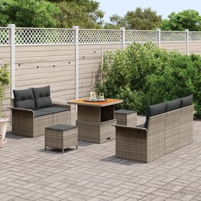 Conjunto de Sofá de Jardim vidaXL de 8 Peças com Almofadas Cinza Ratta
