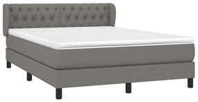 Cama com molas/colchão 140x190 cm tecido cinzento-escuro