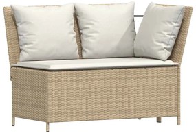 3 pcs conjunto de sofás p/ jardim com almofadões vime PE bege