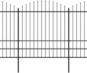 Cerca de jardim com topo em lanças (1,75-2)x5,1 m aço preto